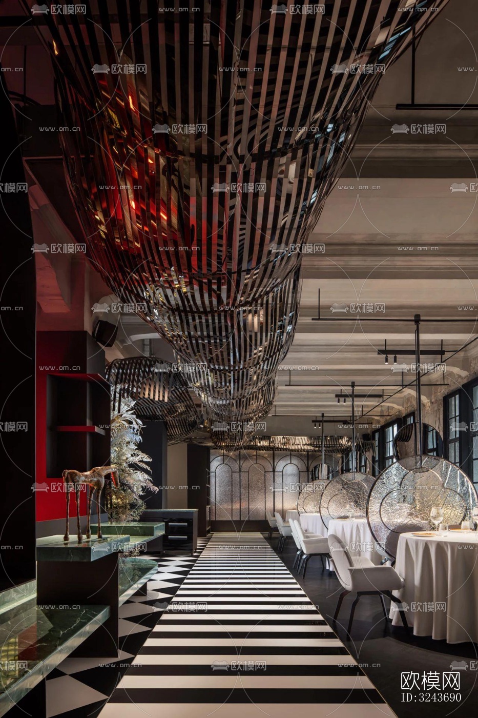 现代西餐厅效果图下载（渲染图15）
