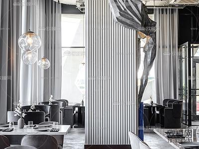 工业风西餐厅效果图下载（渲染图6）