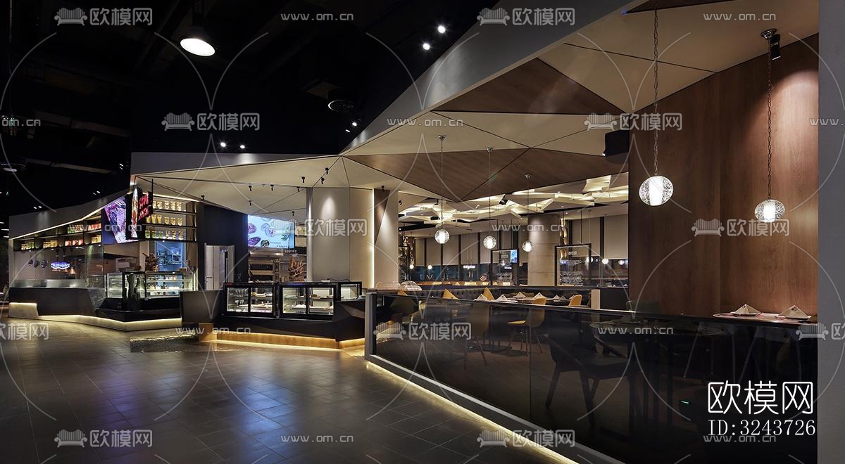 现代西餐厅效果图下载（渲染图10）