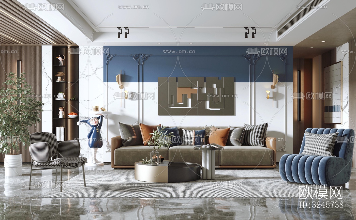 现代客厅效果图下载（渲染图2）