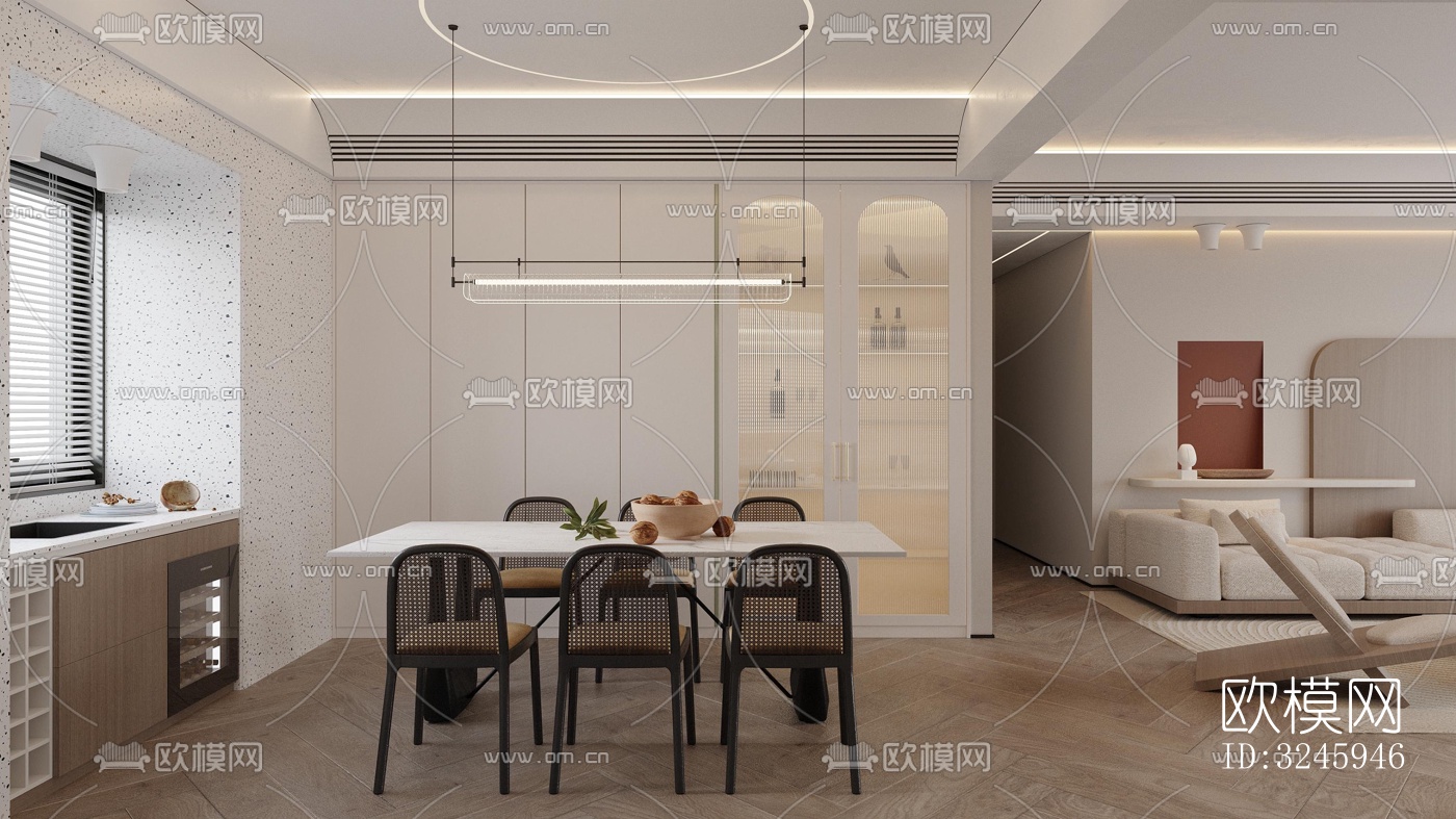 现代客餐厅效果图下载（渲染图9）