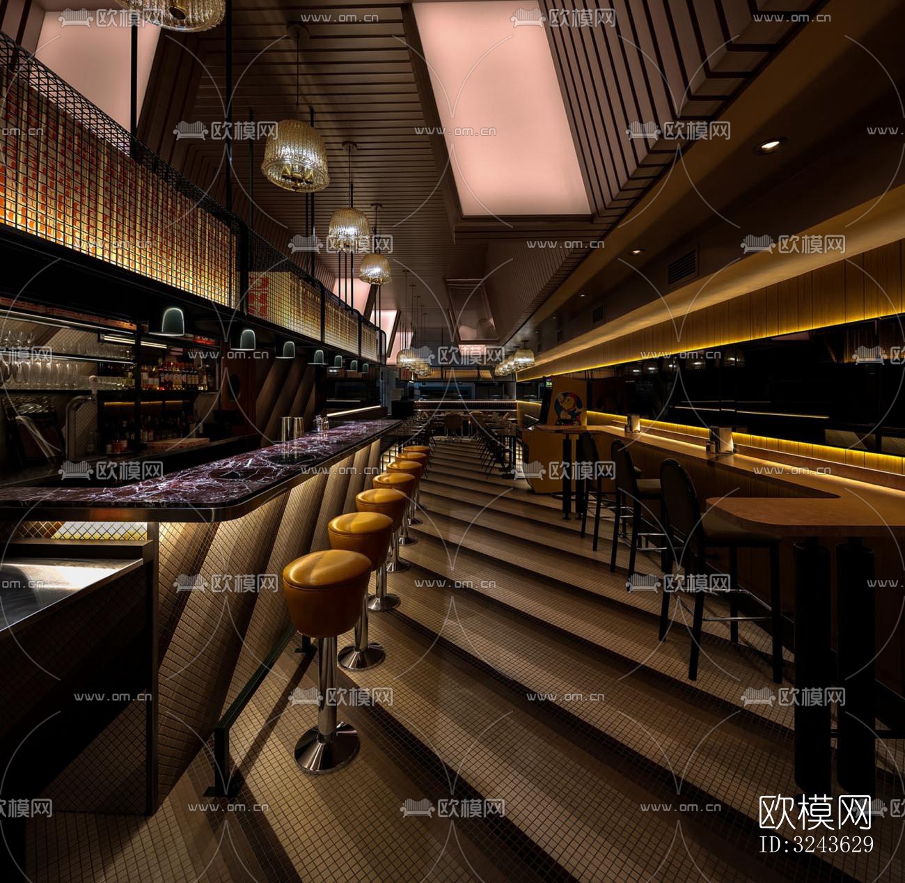 工业风西餐厅效果图下载（渲染图6）