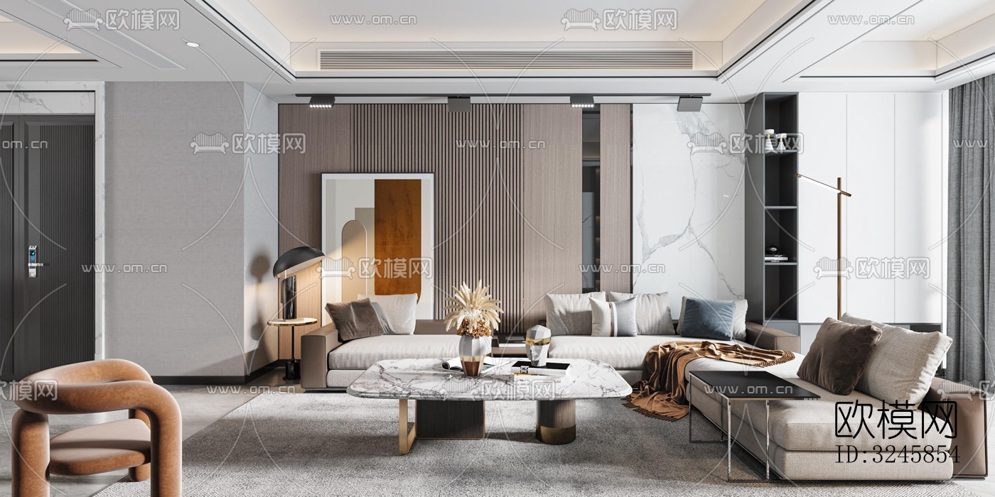 现代客厅效果图下载（渲染图1）