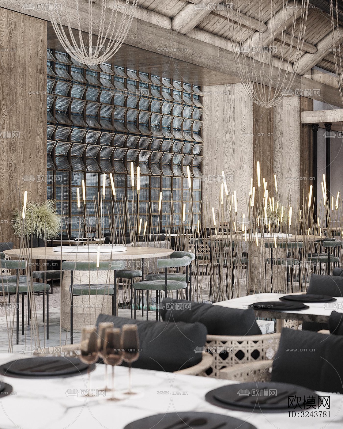 现代西餐厅效果图下载（渲染图7）