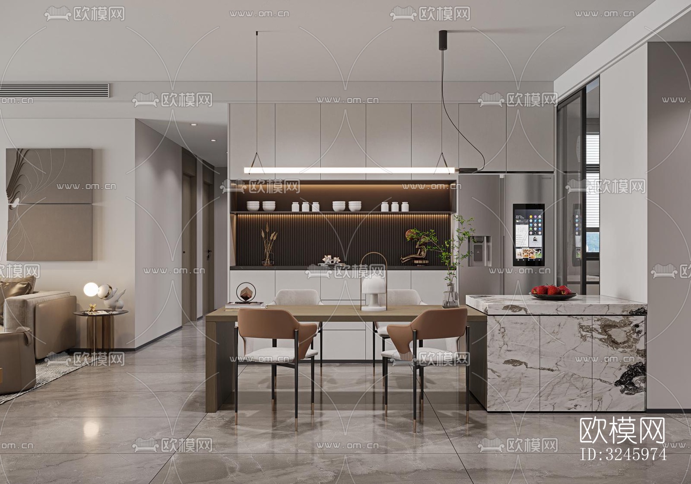 现代客餐厅效果图下载（渲染图9）