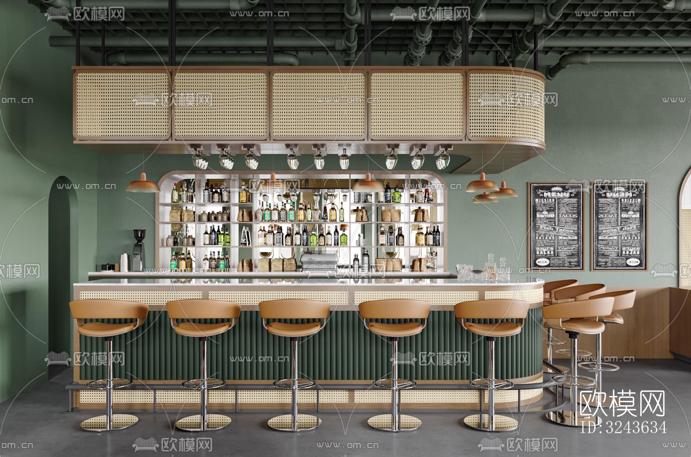 工业风西餐厅效果图下载（渲染图6）