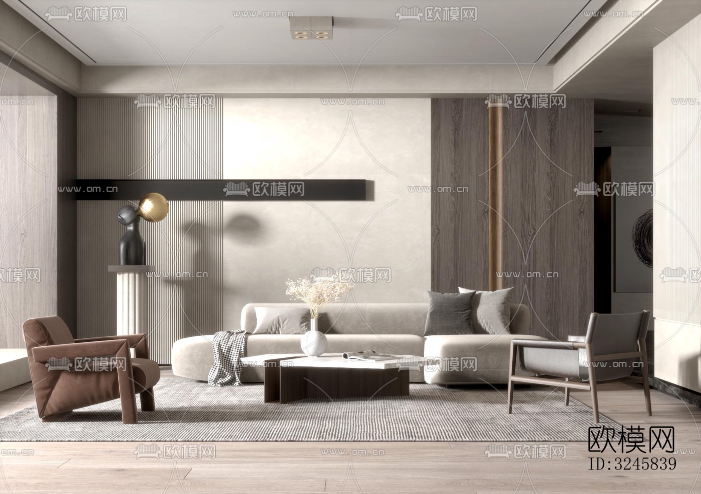 现代客厅效果图下载（渲染图5）