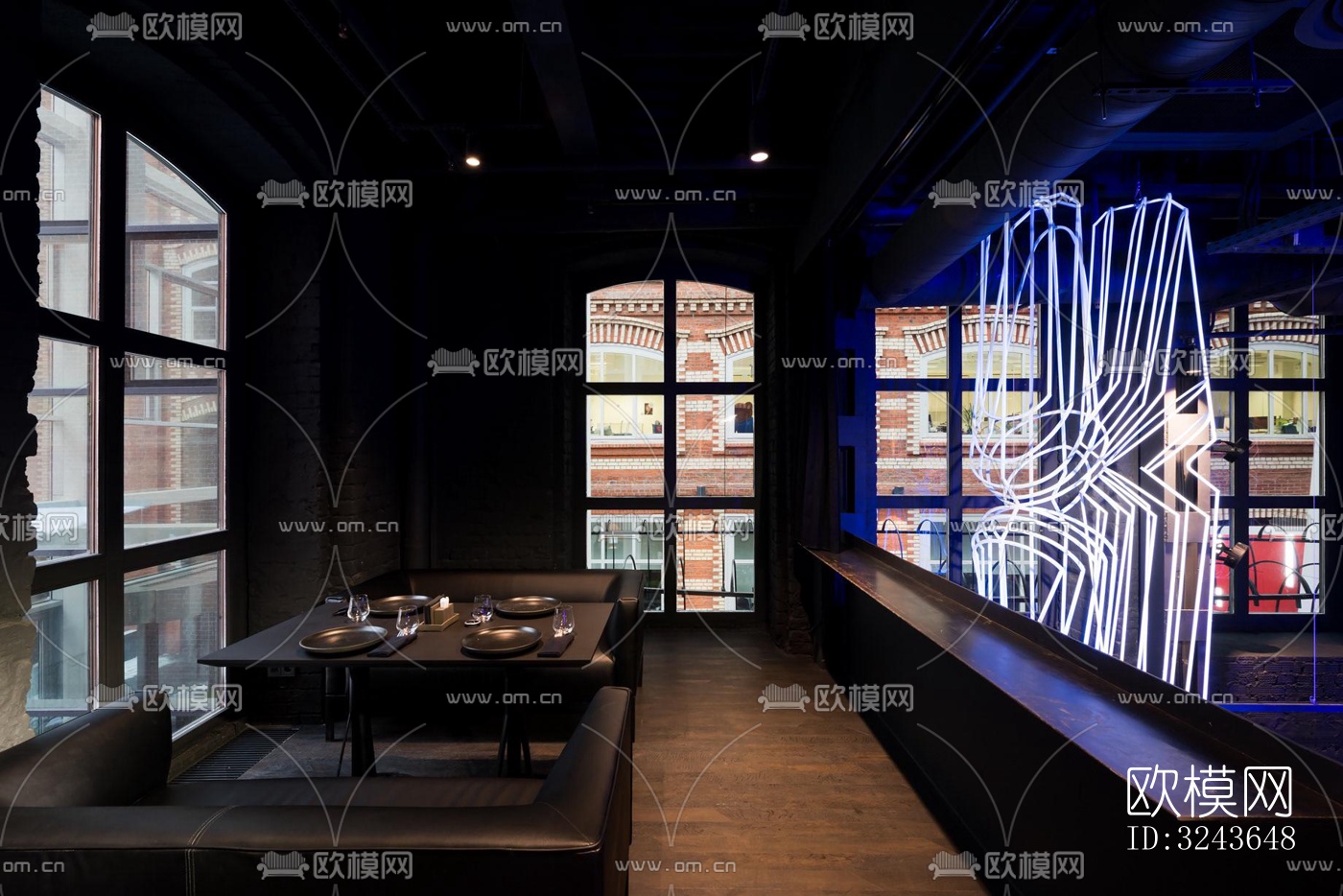 现代西餐厅效果图下载（渲染图2）