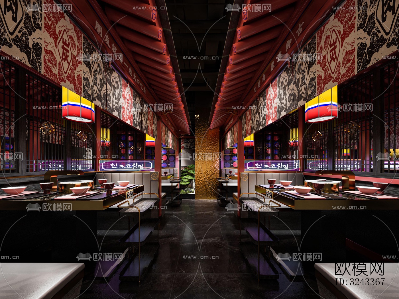 新中式火锅烤肉效果图下载（渲染图6）