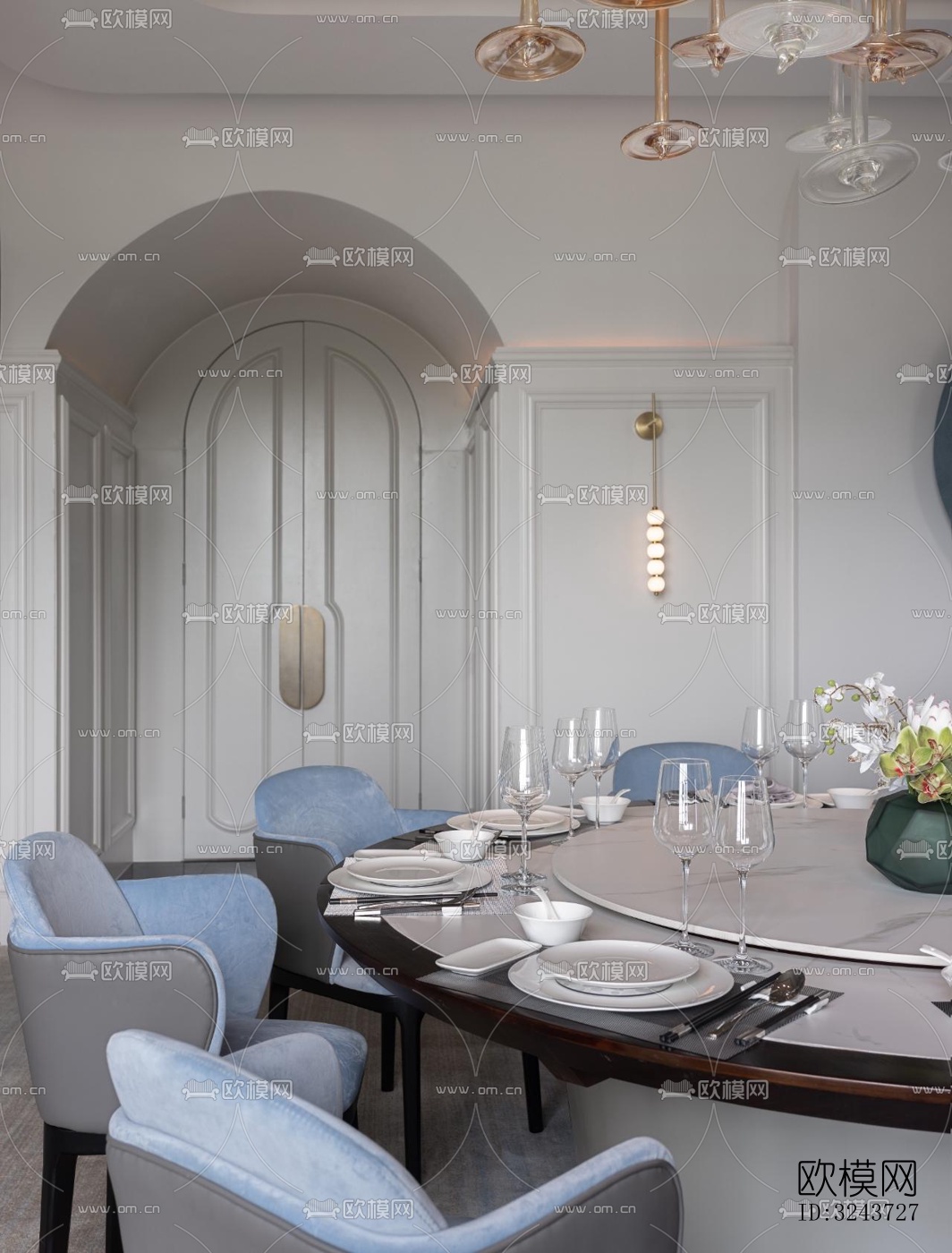 现代西餐厅效果图下载（渲染图19）