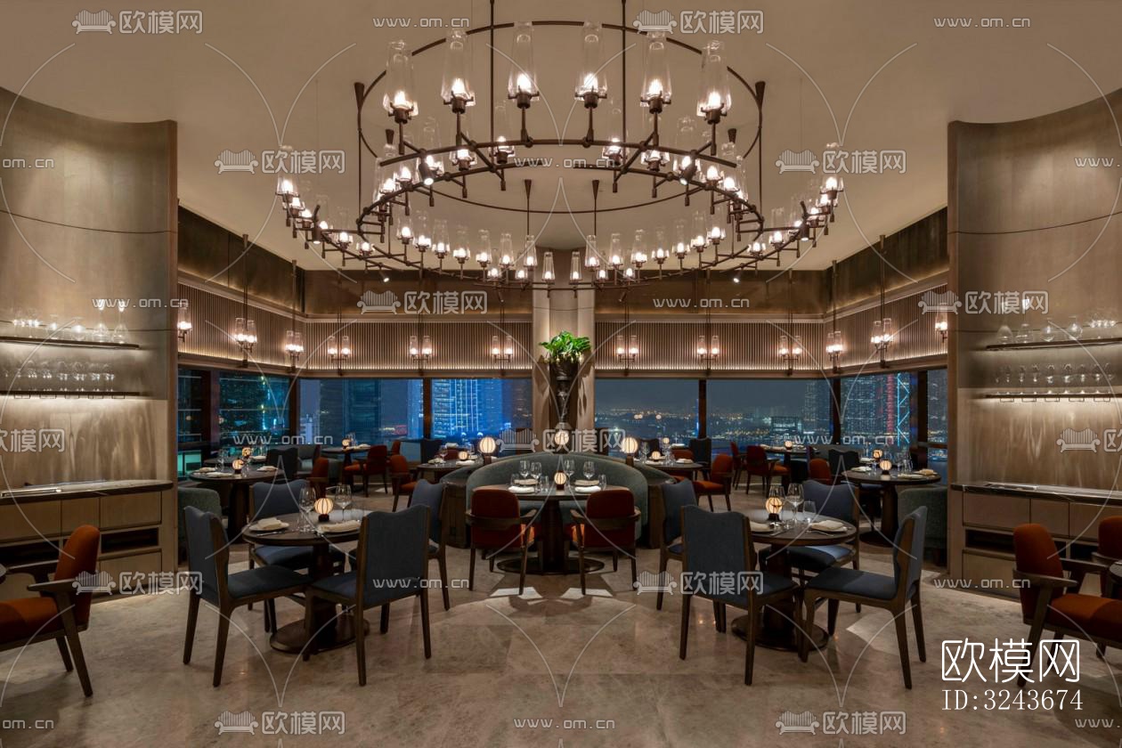 现代西餐厅效果图下载（渲染图1）
