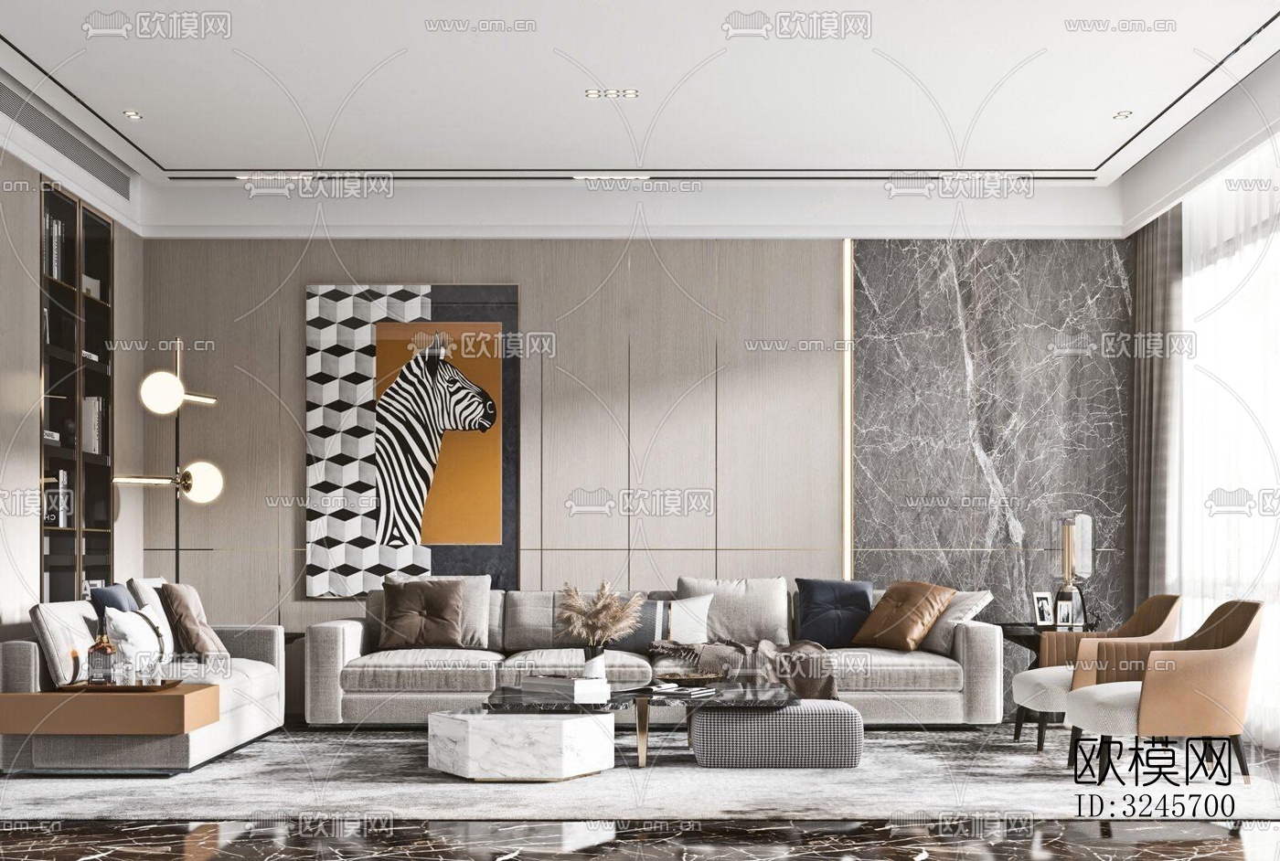 现代客厅效果图下载（渲染图5）