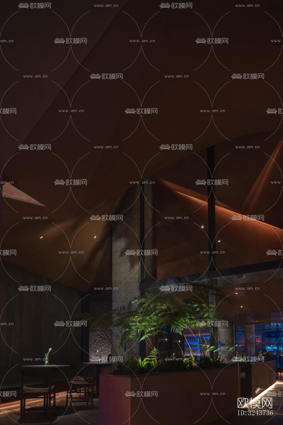 现代西餐厅效果图下载（渲染图5）