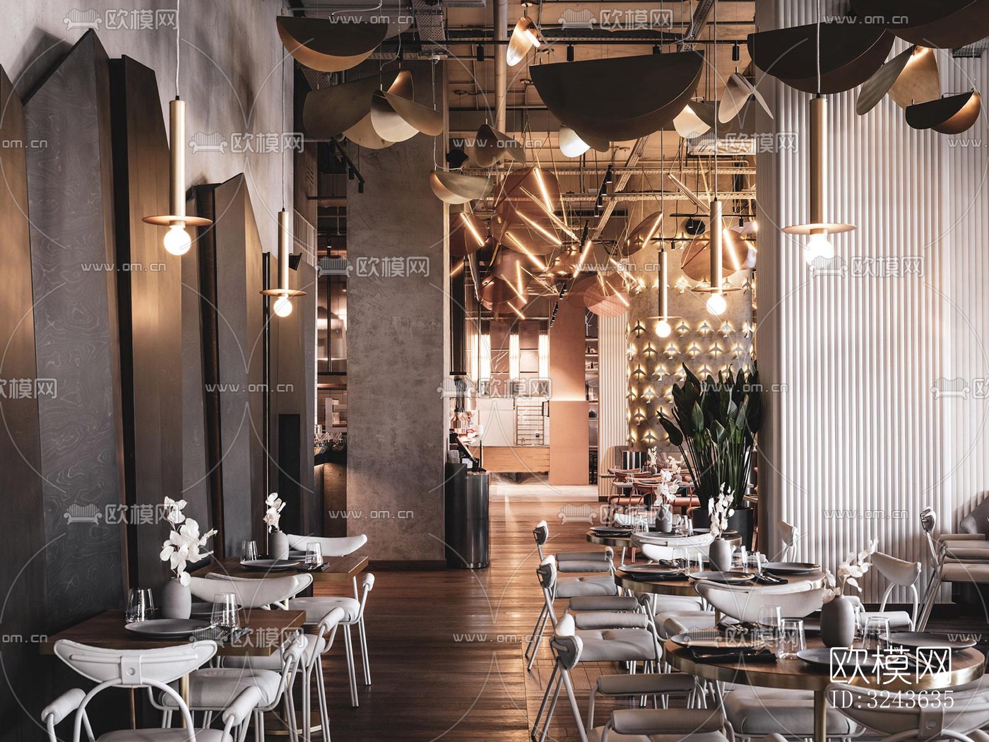 工业风西餐厅效果图下载（渲染图2）