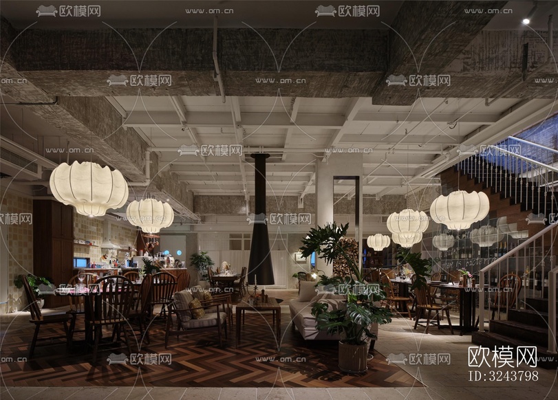 美式西餐廳效果圖下載(渲染圖7)