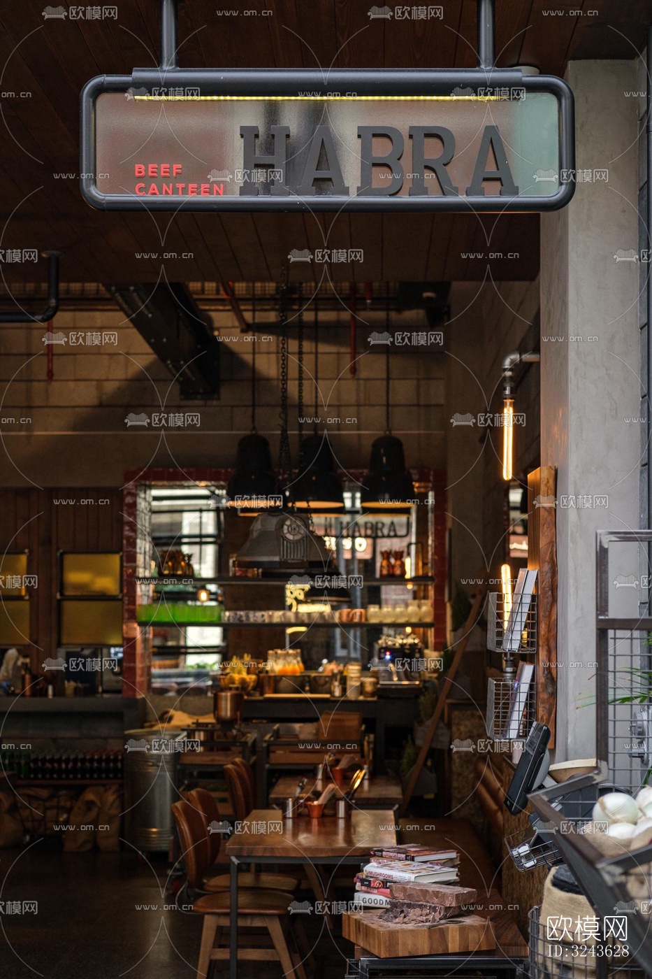 工业风西餐厅效果图下载（渲染图4）