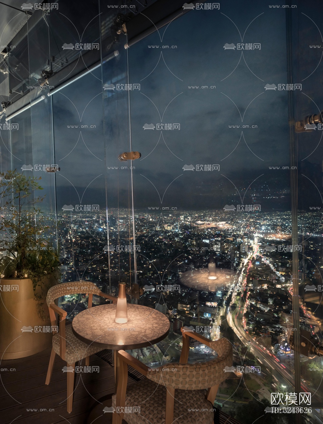 原木风西餐厅效果图下载（渲染图7）