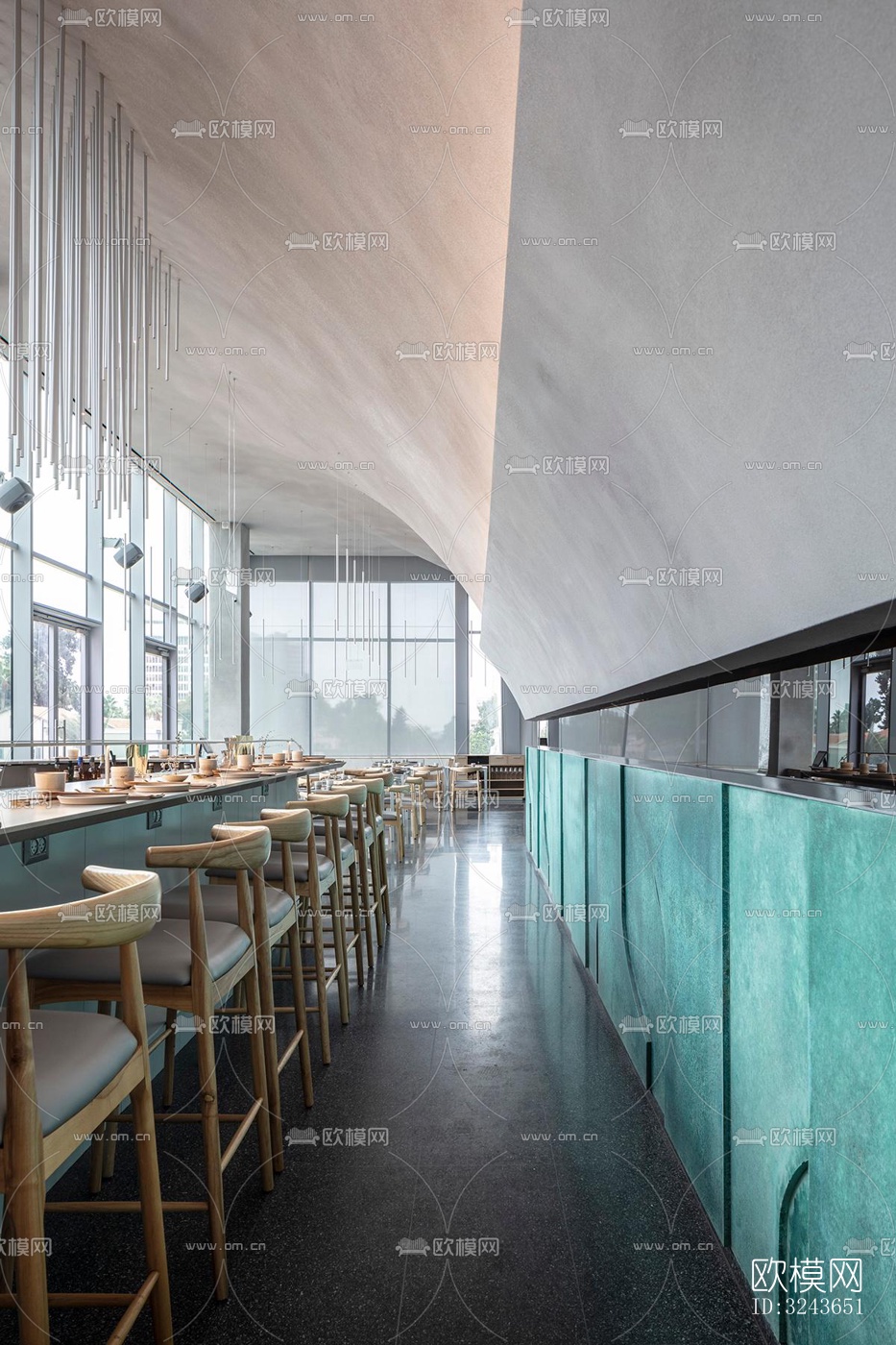 现代西餐厅效果图下载（渲染图13）