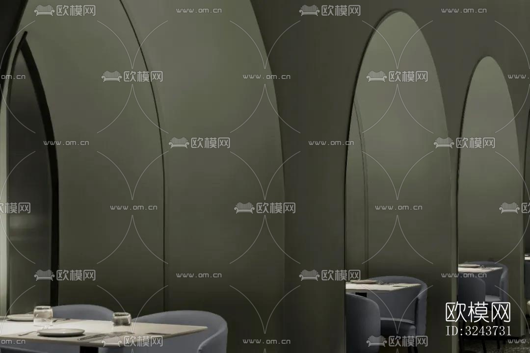 现代西餐厅效果图下载（渲染图1）