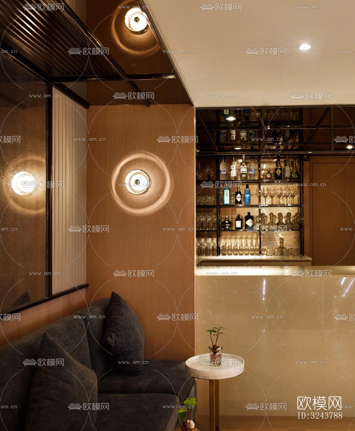 现代西餐厅效果图下载（渲染图1）