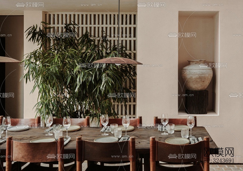 現(xiàn)代西餐廳效果圖下載(渲染圖9)