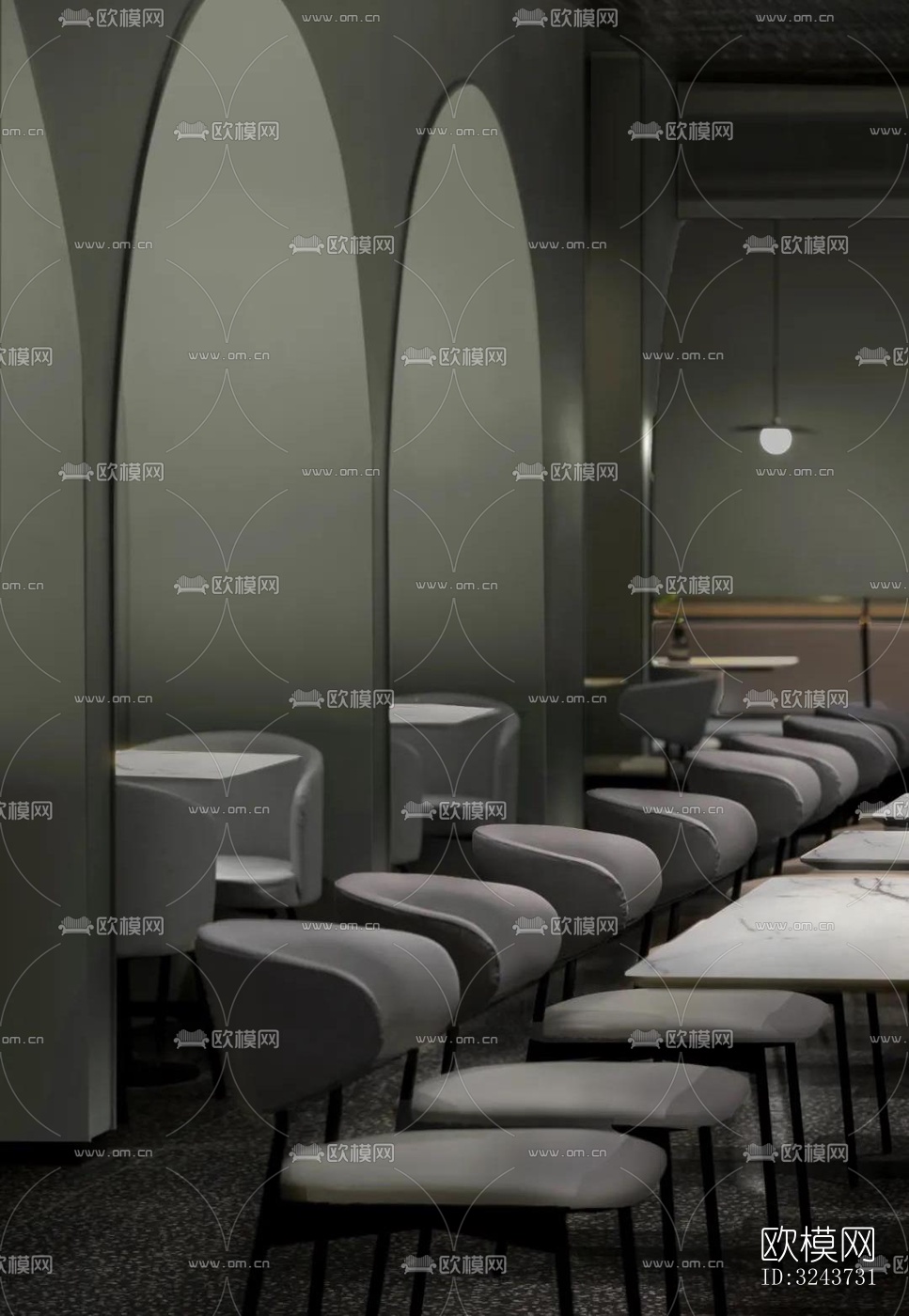 现代西餐厅效果图下载（渲染图7）