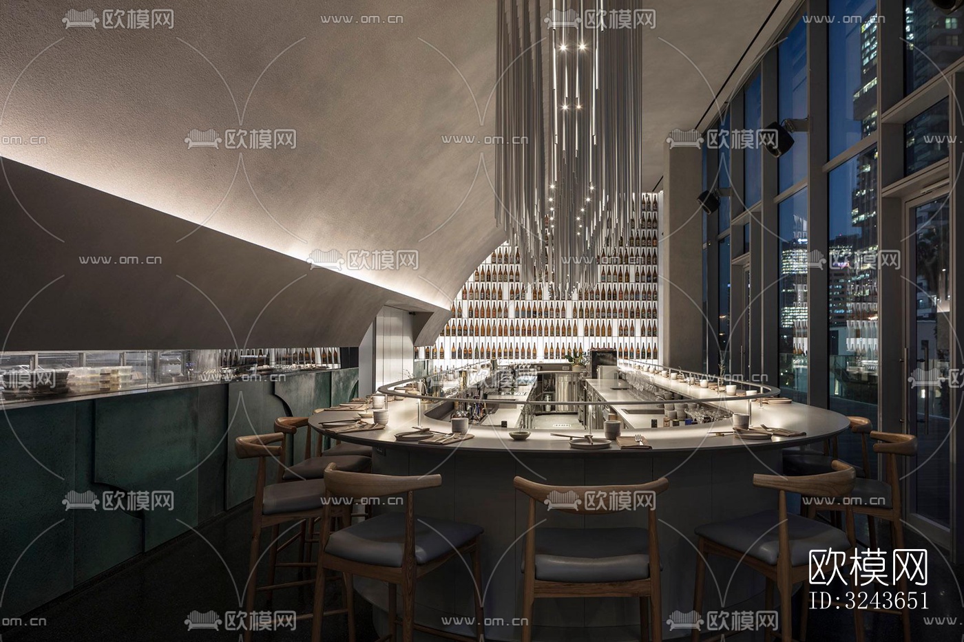 现代西餐厅效果图下载（渲染图5）