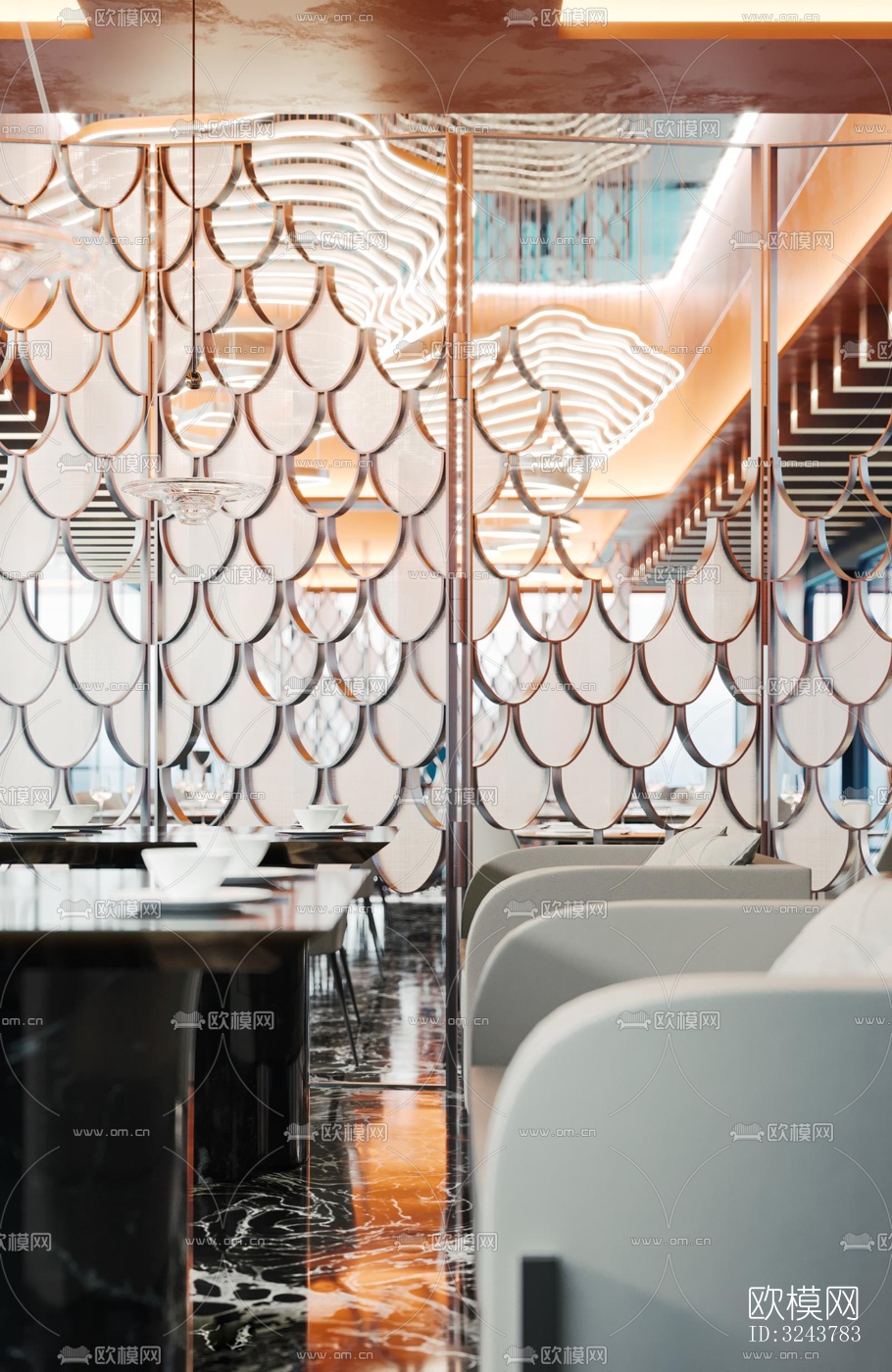 现代西餐厅效果图下载（渲染图7）