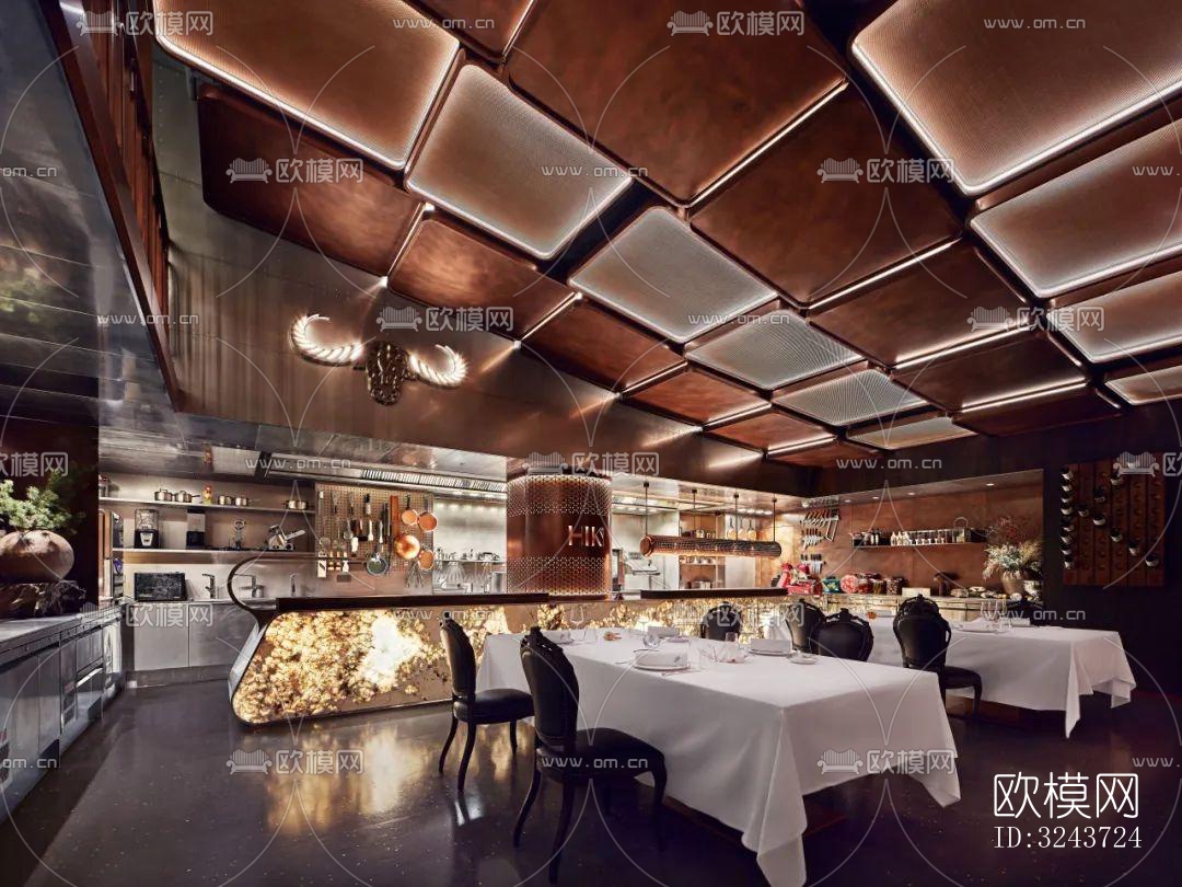 现代西餐厅效果图下载（渲染图4）