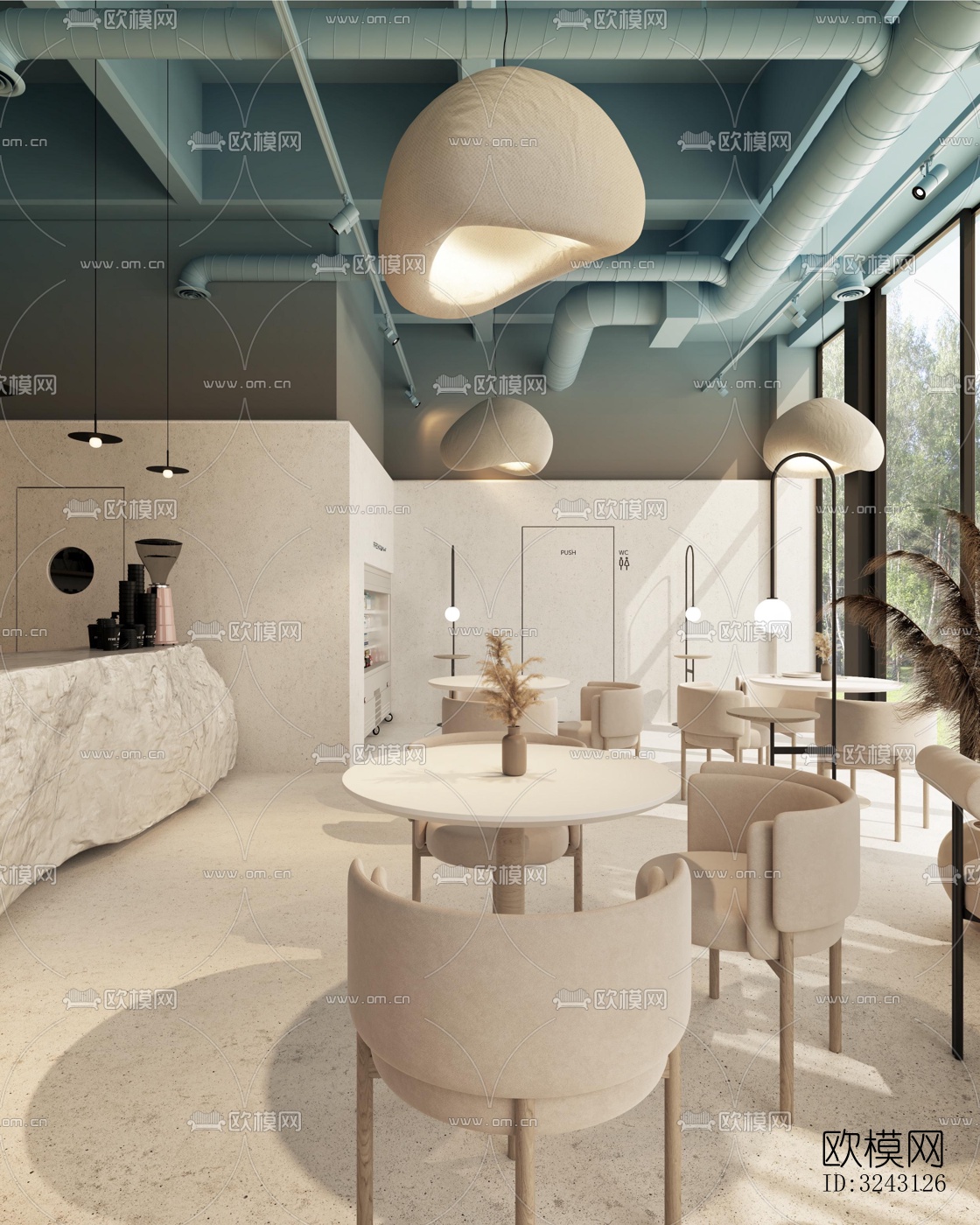 现代咖啡奶茶效果图下载（渲染图1）