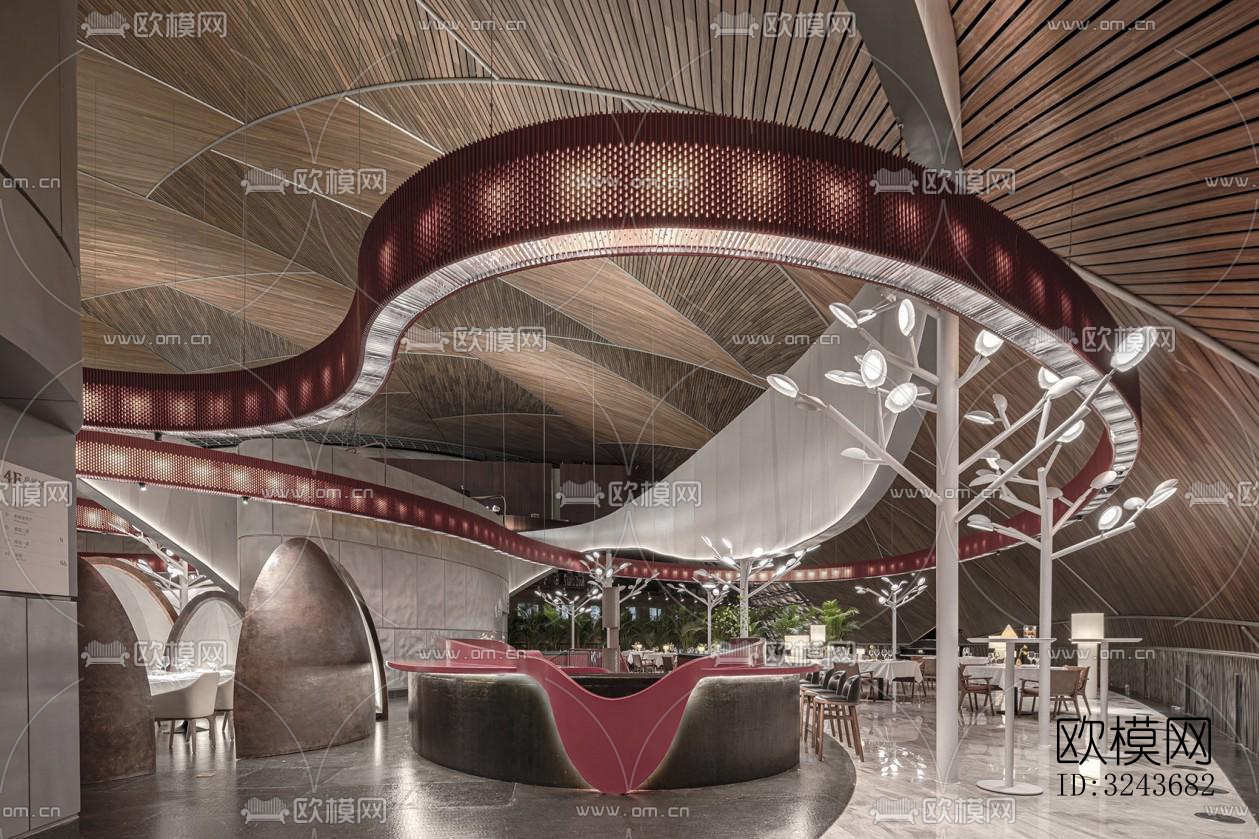 现代西餐厅效果图下载（渲染图11）