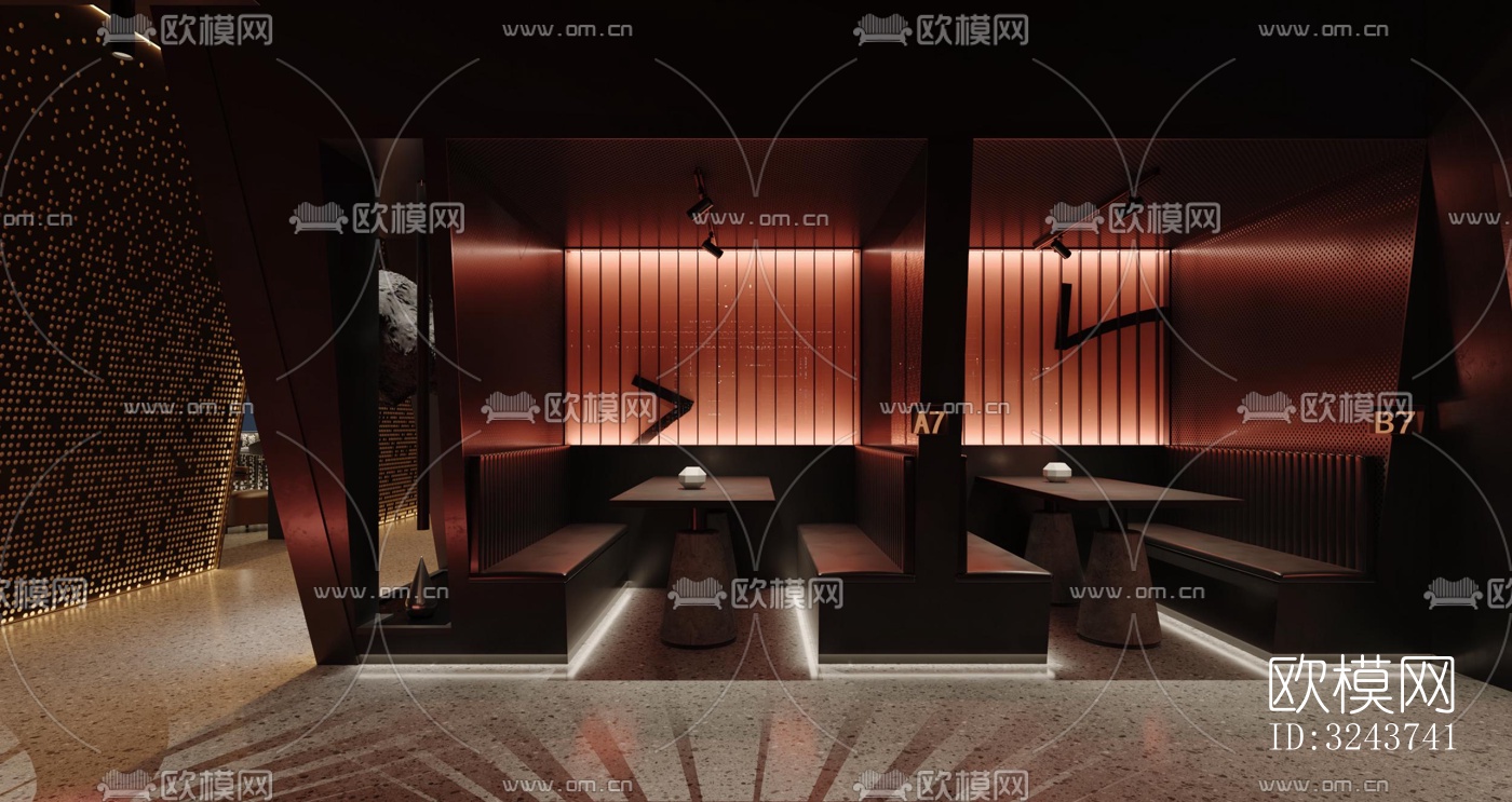 现代西餐厅效果图下载（渲染图11）