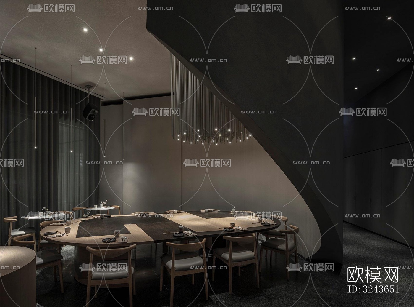 现代西餐厅效果图下载（渲染图10）