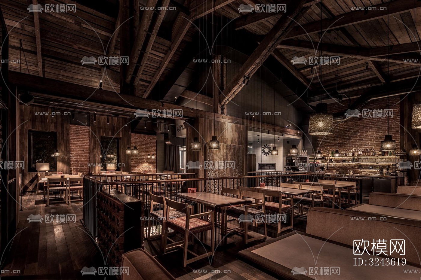 侘寂西餐厅效果图下载（渲染图4）