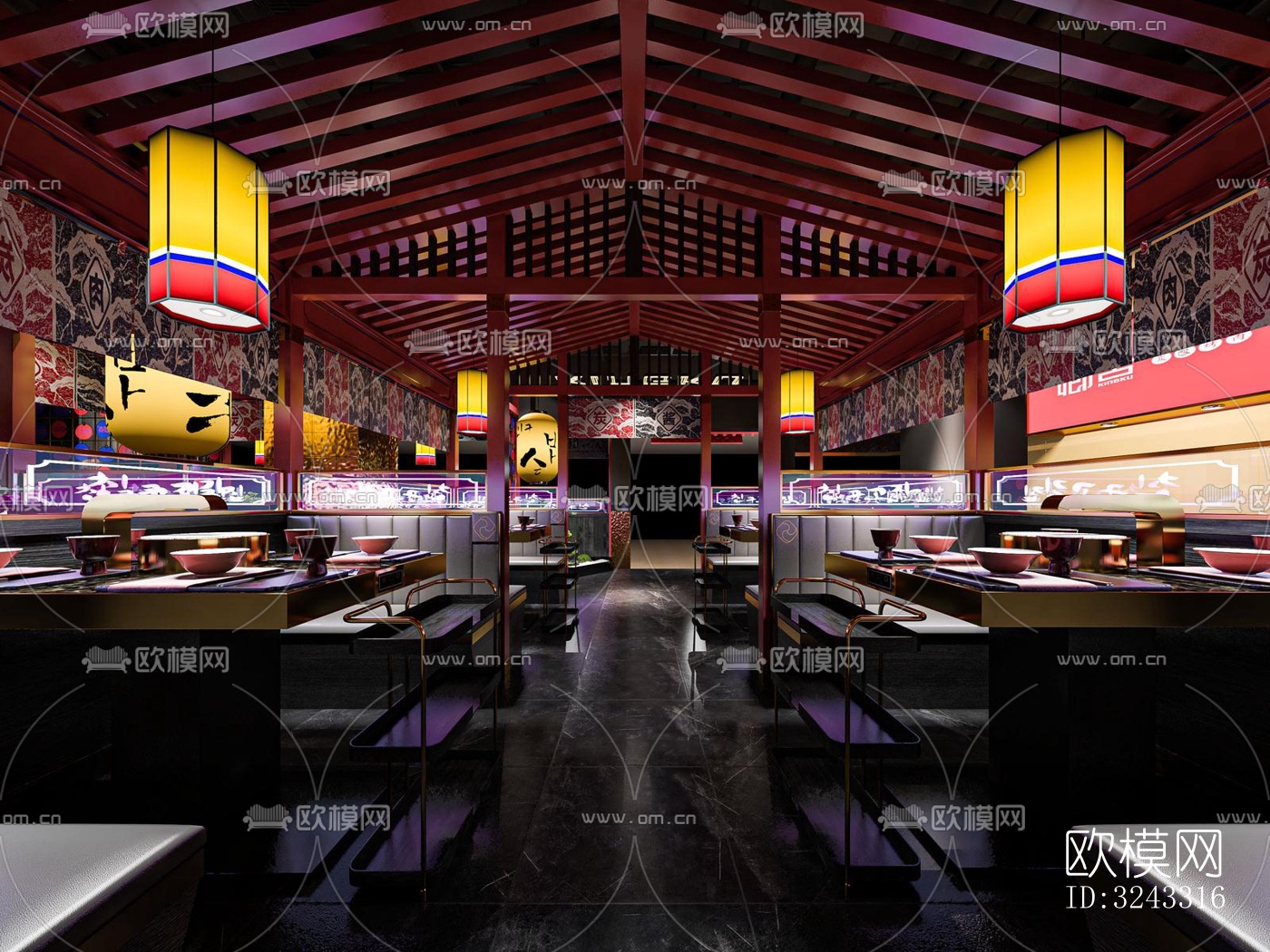 中式火锅烤肉效果图下载（渲染图4）