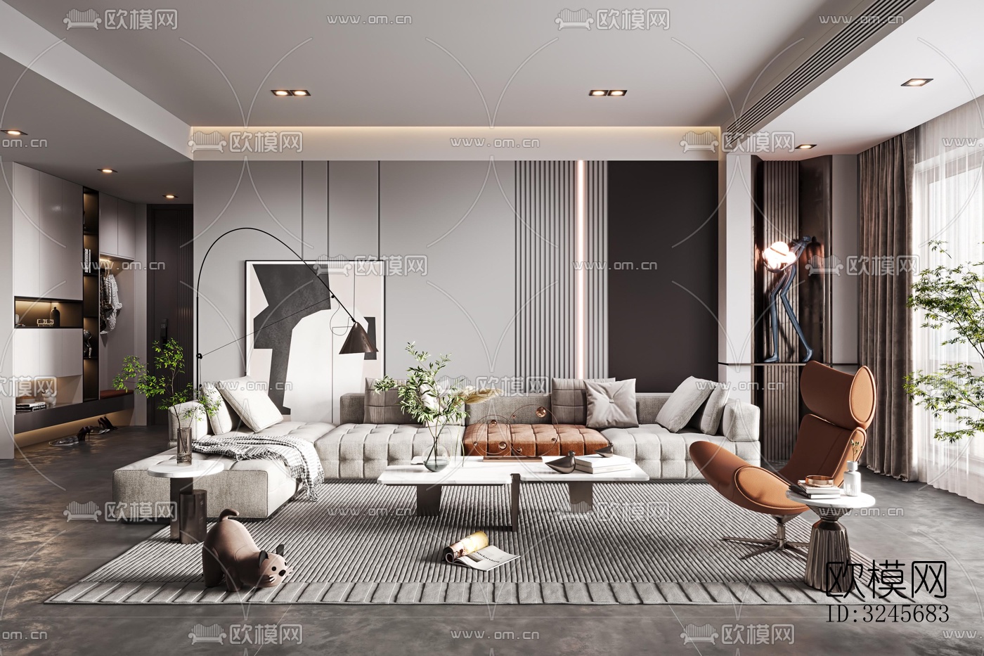 现代客厅效果图下载（渲染图1）