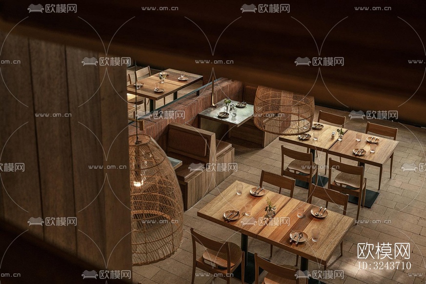 現(xiàn)代西餐廳效果圖下載(渲染圖3)