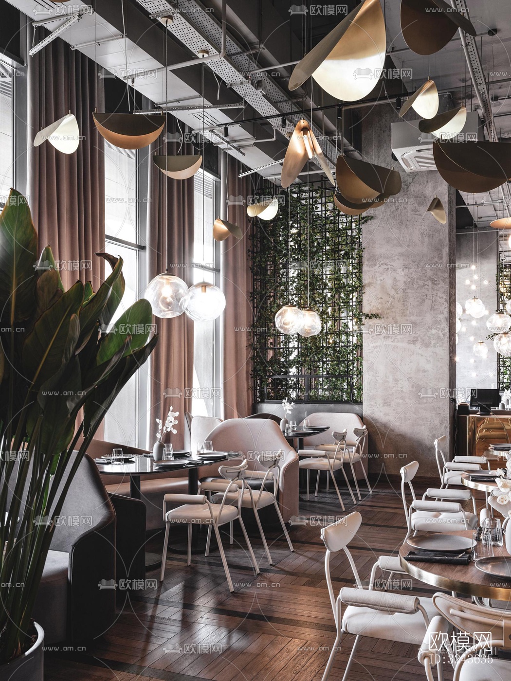 工业风西餐厅效果图下载（渲染图11）