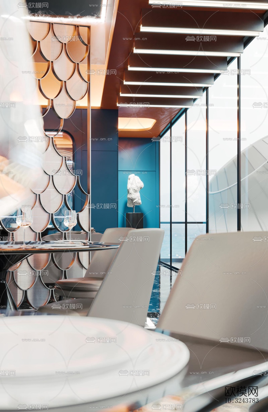 现代西餐厅效果图下载（渲染图12）