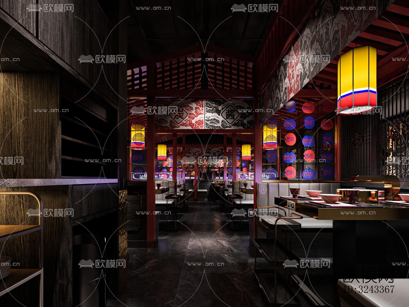 新中式火锅烤肉效果图下载（渲染图5）