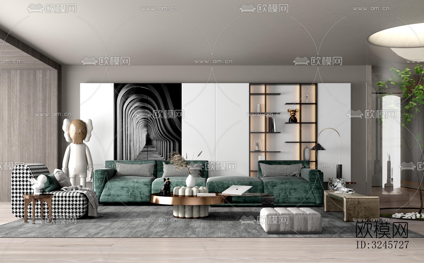 现代客厅效果图下载（渲染图1）