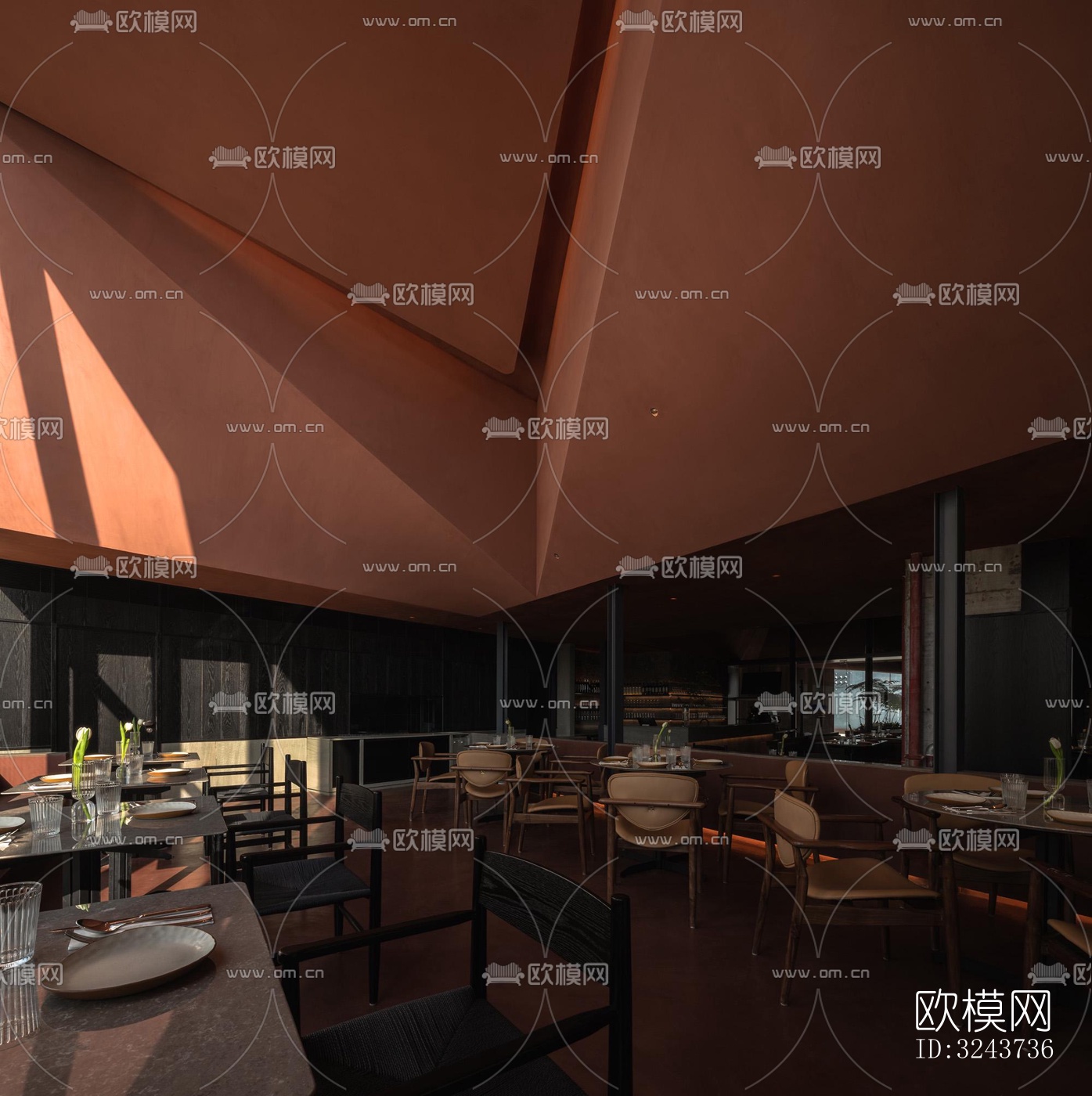 现代西餐厅效果图下载（渲染图6）