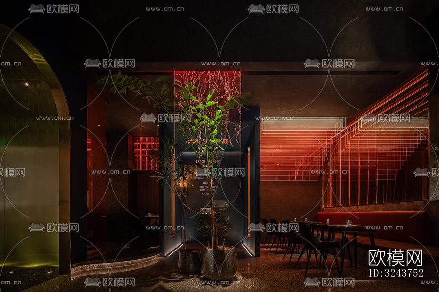 現(xiàn)代西餐廳效果圖下載(渲染圖9)