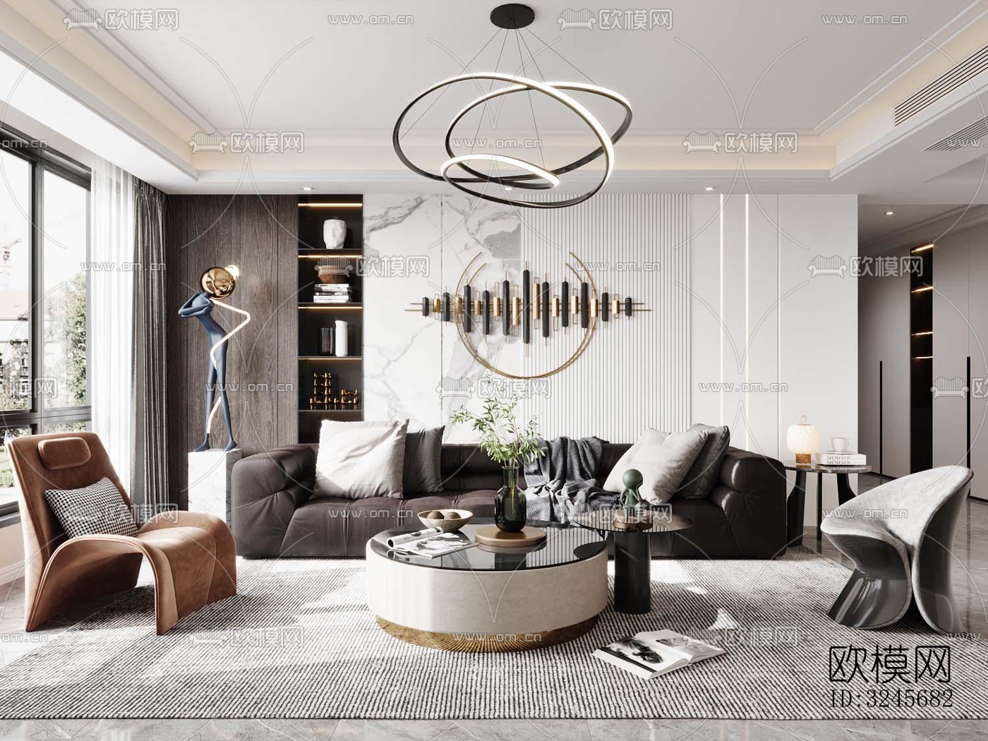 现代客厅效果图下载（渲染图4）