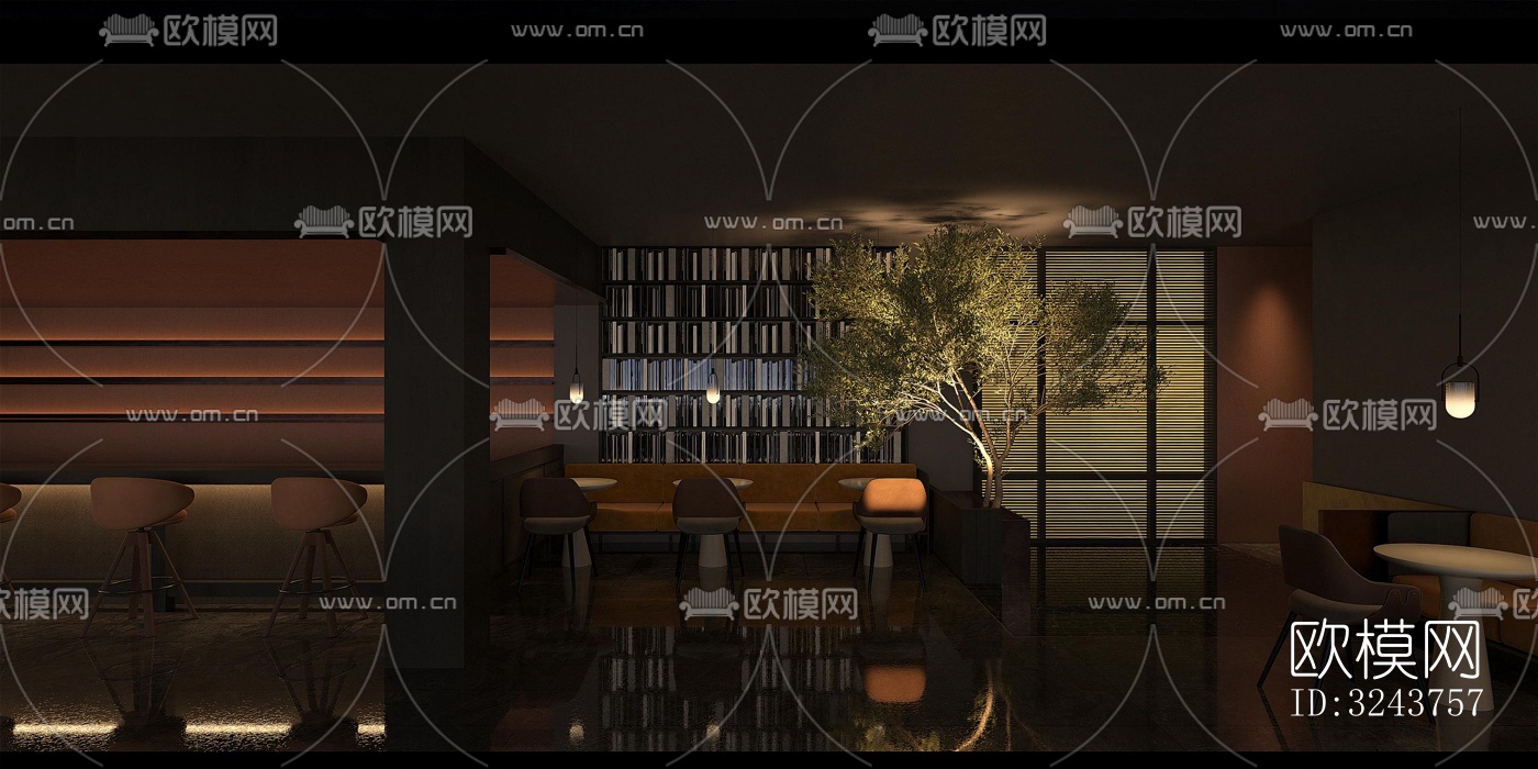 现代西餐厅效果图下载（渲染图14）