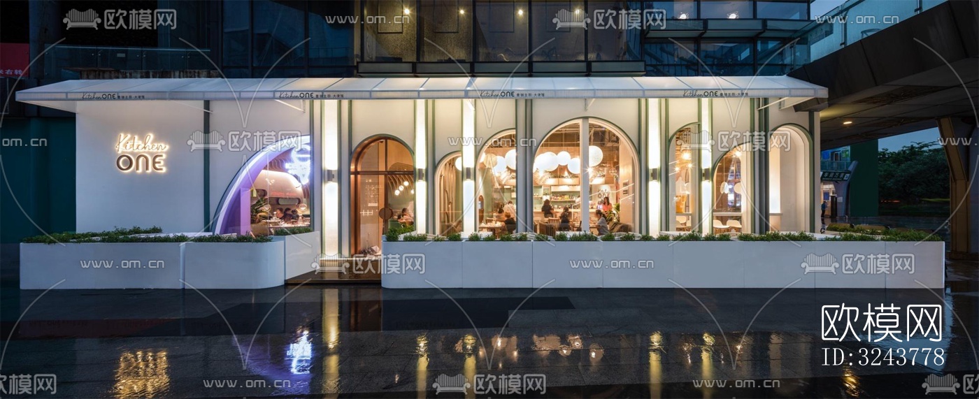 现代西餐厅效果图下载（渲染图11）