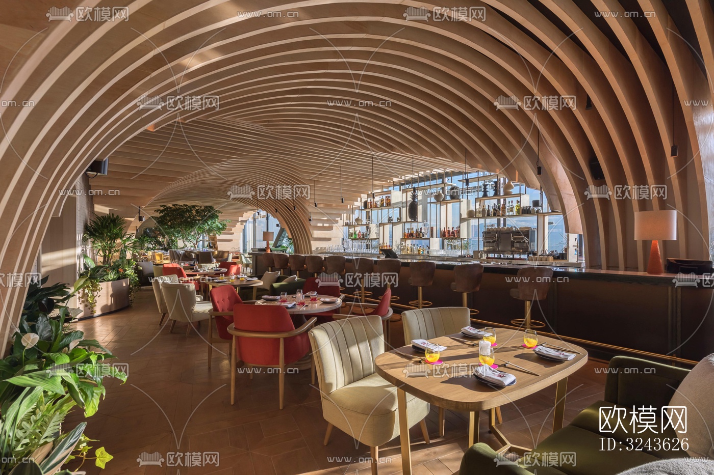 原木风西餐厅效果图下载（渲染图15）