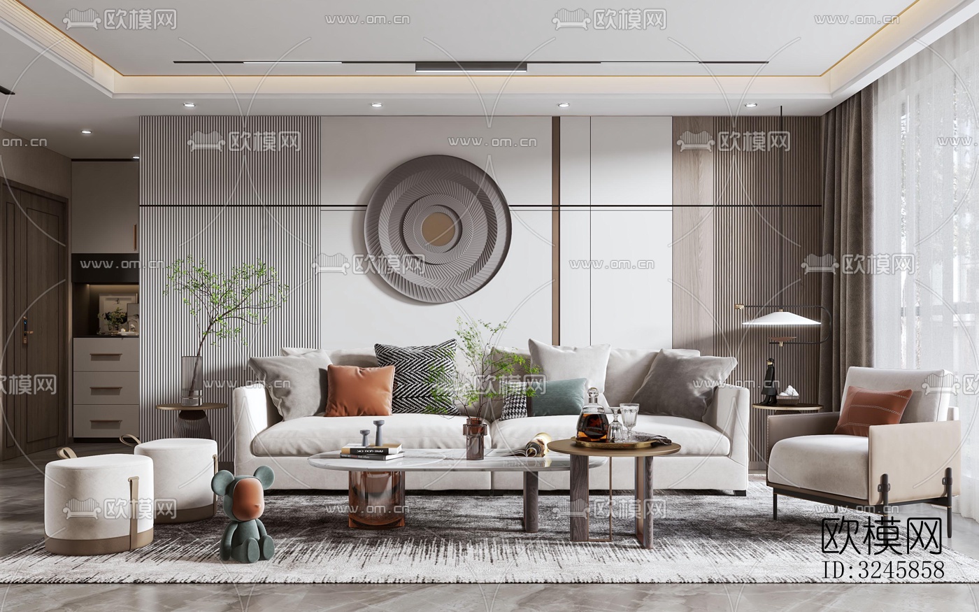 现代客厅效果图下载（渲染图2）