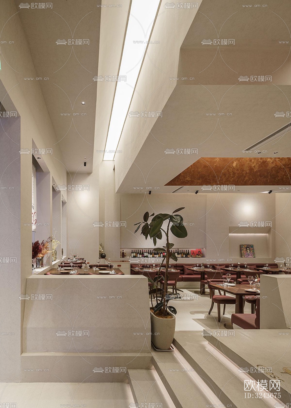 现代西餐厅效果图下载（渲染图16）
