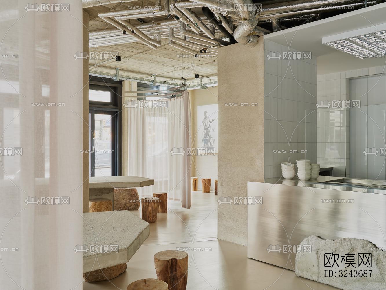 现代西餐厅效果图下载（渲染图10）